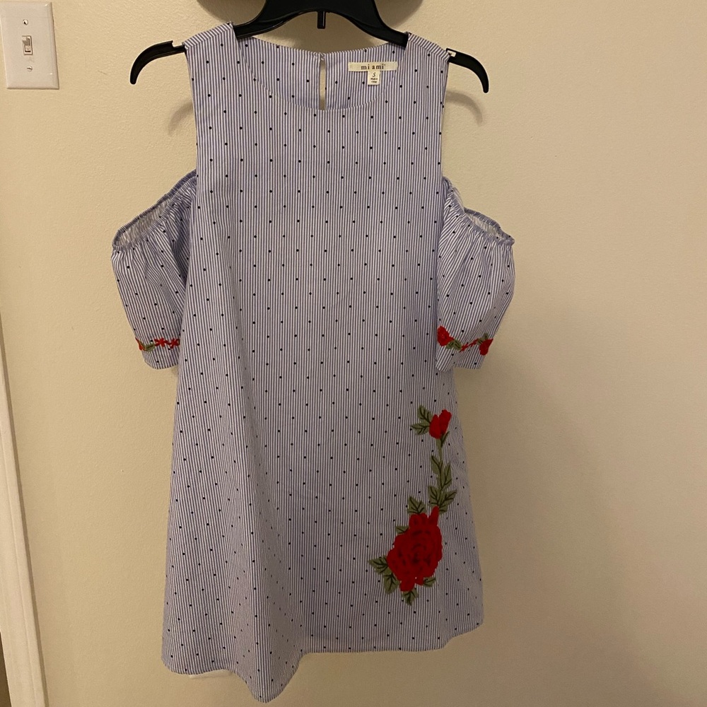 Seersucker embroidered dress